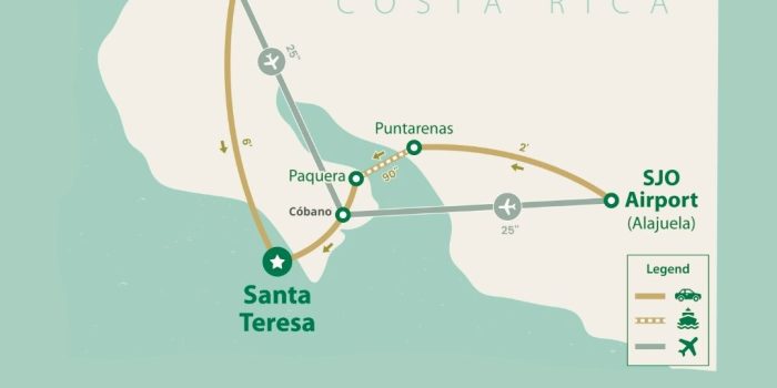 Santa Teresa Beach Map - how to arrive (1080 x 900 px)